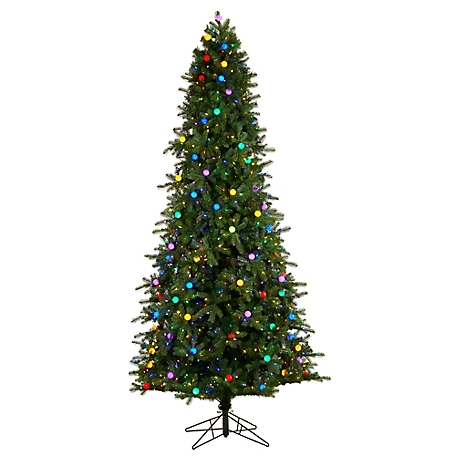 Nearly Natural 9.5 ft. Montana Mountain Fir Artificial Christmas Tree with LED Lights