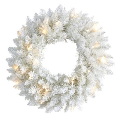 Nearly Natural 18 in. Colorado Spruce Artificial Christmas Wreath with Warm LED Lights and Bendable Branches