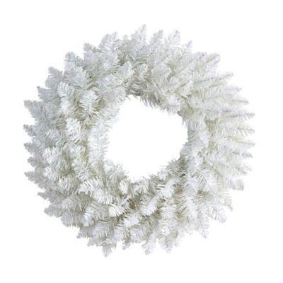 Image showing  18 in. Colorado Spruce Artificial Christmas Wreath with Warm LED Lights and Bendable Branches