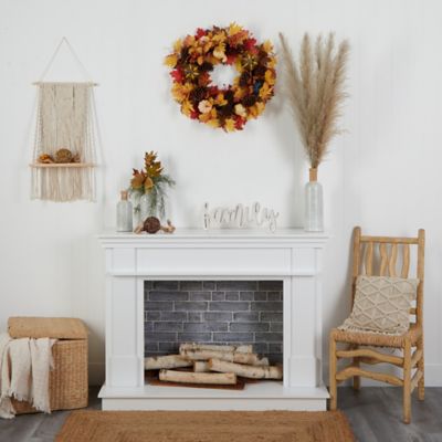 Image showing  26 in. Fall Pumpkin, Gourd, Pine Cone and Maple Leaf Artificial Autumn Wreath