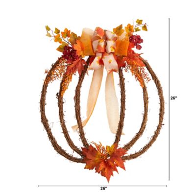 Image showing  26 in. Autumn Artificial Pumpkin Wreath