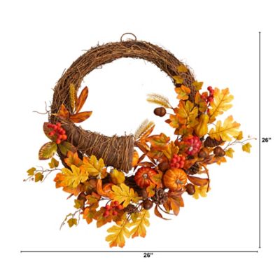 Image showing  26 in. Autumn Cornucopia Artificial Fall Wreath
