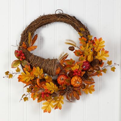 Image showing  26 in. Autumn Cornucopia Artificial Fall Wreath