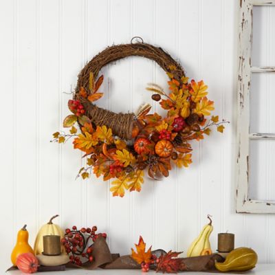 Image showing  26 in. Autumn Cornucopia Artificial Fall Wreath