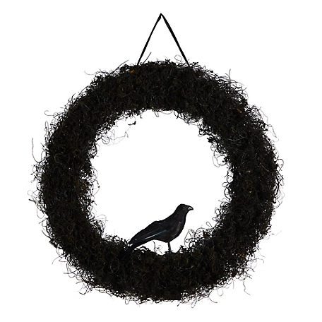 Nearly Natural 30 in. Halloween Black Raven Twig Artificial Wreath