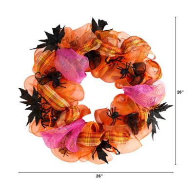 Image showing  26 in. Halloween Spider Mesh Wreath