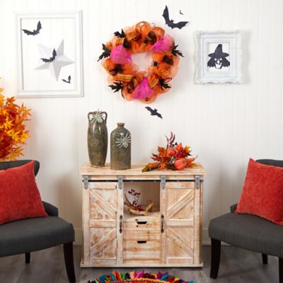 Image showing  26 in. Halloween Spider Mesh Wreath