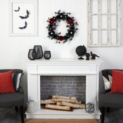 Image showing  24 in. Eyeball Rose Halloween Artificial Wreath