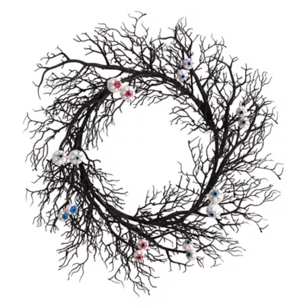 Almost Natural 30" Halloween Eyeball Twig Wreath Halloween Wreaths & Garlands