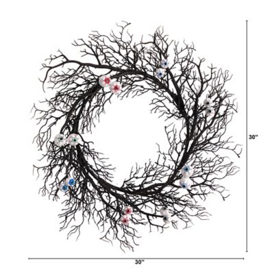 Image showing  30 in. Halloween Gazing Eyeballs Twig Wreath