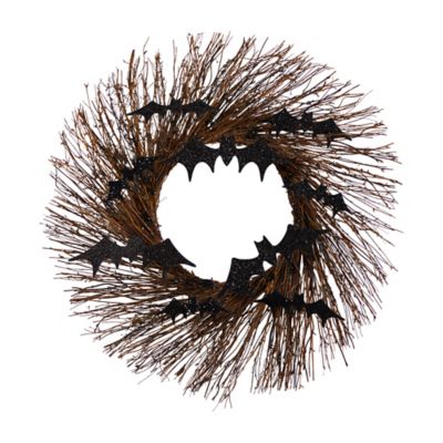 Nearly Natural 26 in. Halloween Bats Twig Wreath