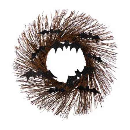 Nearly Natural 26" Halloween Bat Twig Wreath Halloween Wreaths & Garlands