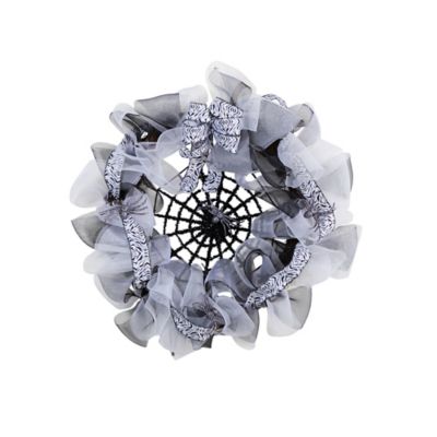 Nearly Natural 26 in. Halloween Spider Web Mesh Wreath