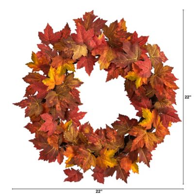 Image showing  22 in. Maple Leaf Artificial Wreath