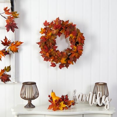Image showing  22 in. Maple Leaf Artificial Wreath
