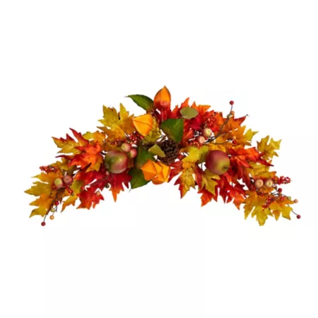 Nearly Natural 38 in Artificial Fall Maple Leaf Berry Garland Artificial Plants & Flowers