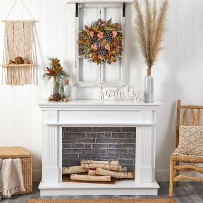 Image showing  22 in. Artificial Autumn Hydrangea and Dried Lotus Pod Fall Wreath