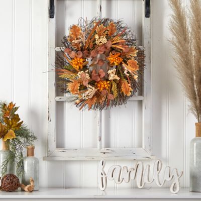 Image showing  22 in. Autumn Dahlia and Berries Artificial Fall Wreath