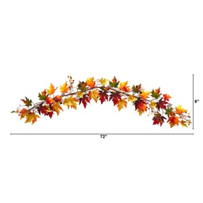 Image showing  6 ft. Autumn Maple Leaf and Berry Fall Artificial Garland