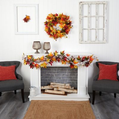 Image showing  6 ft. Autumn Maple Leaf and Berry Fall Artificial Garland