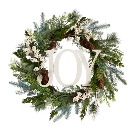 Nearly Natural 24" Artificial Christmas Greenery Holiday Wreath Artificial Christmas Wreaths