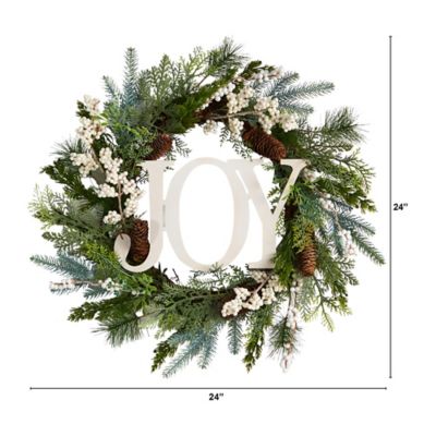 Image showing  24 in. Christmas Joy Greenery Holiday Artificial Wreath