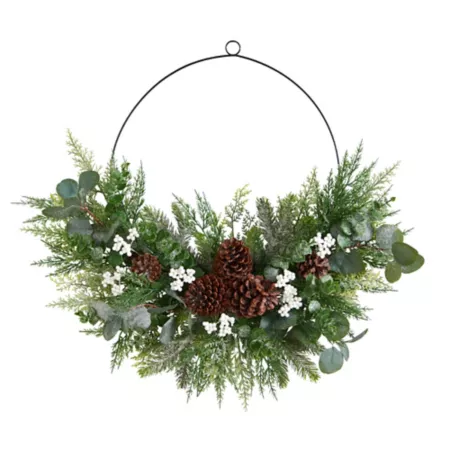 Nearly Natural 28 in Artificial Christmas wreath with pine eucalyptus and berries Artificial Christmas Wreaths