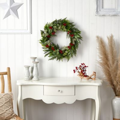 Image showing  24 in. Cedar, Eucalyptus and Berries Artificial Christmas Wreath