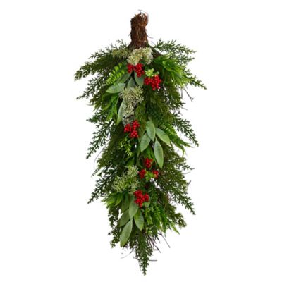 Nearly Natural 30 in. Cedar Artificial Christmas Swag with Berries