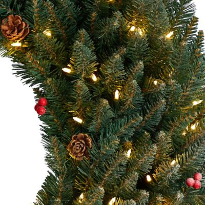 Image showing  4 ft. Large Flocked Artificial Christmas Wreath with Pine Cones and Berries