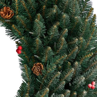 Image showing  4 ft. Large Flocked Artificial Christmas Wreath with Pine Cones and Berries