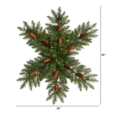 Image showing  30 in. Snowflake Artificial Dunhill Fir Holiday Wreath with Pine Cones and LED Lights