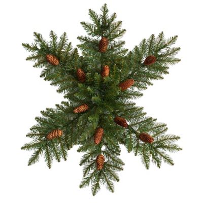 Image showing  30 in. Snowflake Artificial Dunhill Fir Holiday Wreath with Pine Cones and LED Lights