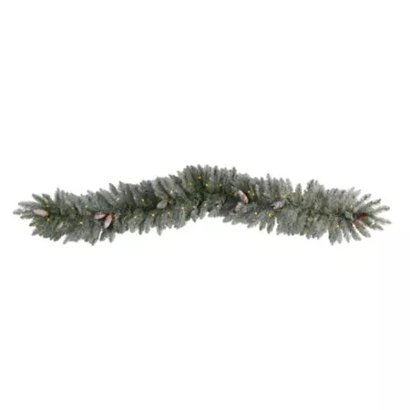 Nearly Natural 6-Foot Frosted Artificial Christmas Garland with Pine Cones and Warm White LED Lights Artificial Christmas Garlands