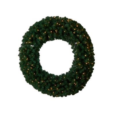 Nearly Natural 48 in. Large Artificial Christmas Wreath with Warm White LED Lights and Bendable Branches
