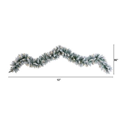 Image showing  9 ft. Pre-Lit Flocked Artificial Christmas Garland, Warm White LED Lights