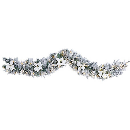 New 6 Ft Poinsettia/Berry Christmas Garland Decor String By Winter Wonder Lane 