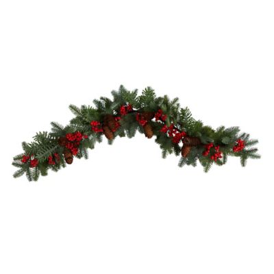 Nearly Natural 40 in. Pines, Red Berries and Pine Cones Artificial Christmas Garland
