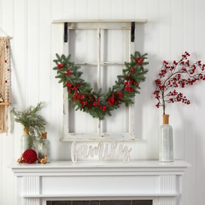 Image showing  40 in. Artificial Christmas Garland with Red Berries and Pine Cones