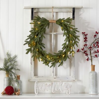 Image showing  24 in. Pre-Lit Cascading Pine Artificial Christmas Wreath