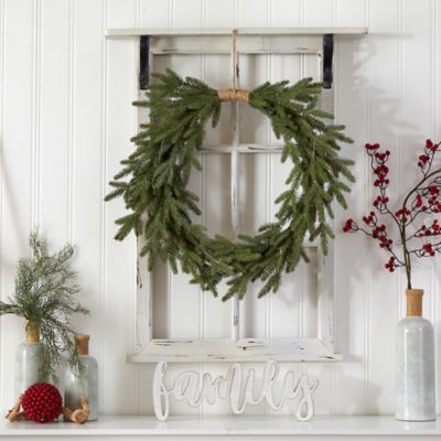 Image showing  24 in. Pre-Lit Cascading Pine Artificial Christmas Wreath