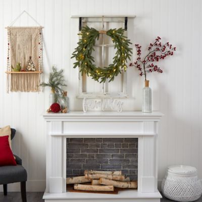 Image showing 5 th Nearly Natural 24 in. Pre-Lit Cascading Pine Artificial Christmas Wreath