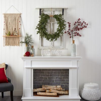 Image showing 6 th Nearly Natural 24 in. Pre-Lit Cascading Pine Artificial Christmas Wreath