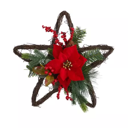 16" Almost Natural Christmas Poinsettia Star Twig Wreath Artificial Christmas Wreaths