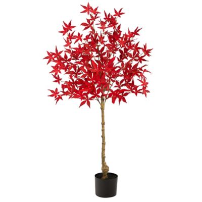 Nearly Natural 4 ft. Artificial Maple Tree, Fall Decor