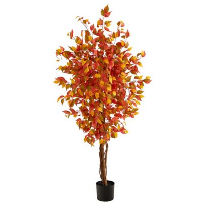 Nearly Natural 6 ft. Artificial Ficus Tree, Autumn