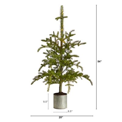 Image showing  4.5 ft. Pre-Lit Christmas Pine Artificial Tree in Decorative Planter