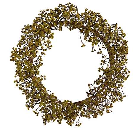 Nearly Natural 20 in. Autumn Gypsophila Artificial Wreath