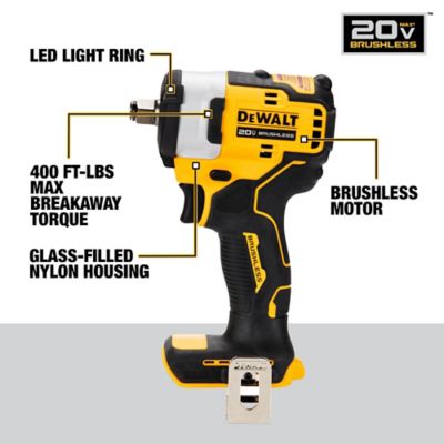 DeWALT Brushless 1/2 in. Drive 250 ft./lb. 20V Max Impact Wrench with Hog Ring Anvil, DCF911B