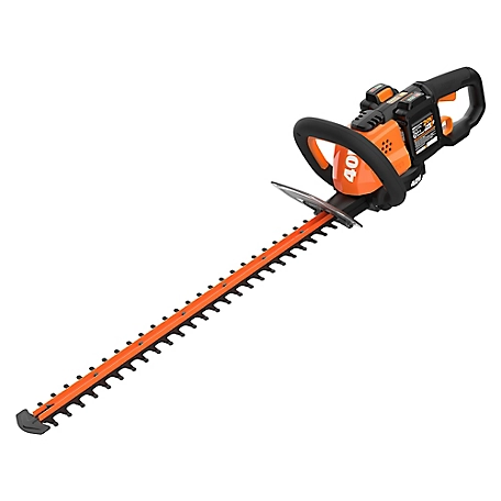 WORX 24 in. 2x20V Lithium-Ion Cordless Hedge Trimmer, Includes 2.0Ah Battery and 1-Hour Dual Charger